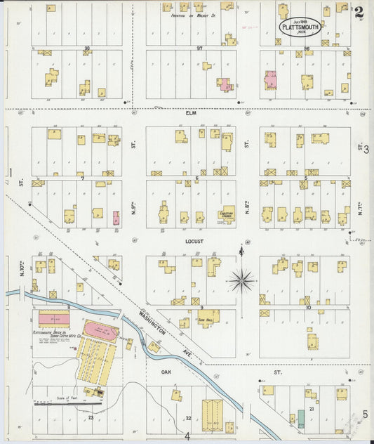 Sanborn Fire Insurance Map from Plattsmouth, Cass County, Nebraska (1899), Sheet #0002 - Historic Sanborn Fire Insurance Map Print, vintage old map wall art, antique decor, genealogy gift, Nebraska Nebraska map