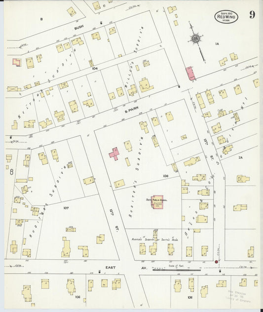 Sanborn Fire Insurance Map from Red Wing, Goodhue County, Minnesota (1910), Sheet #0009 - Historic Sanborn Fire Insurance Map Print, vintage old map wall art, antique decor, genealogy gift, Minnesota Minnesota map