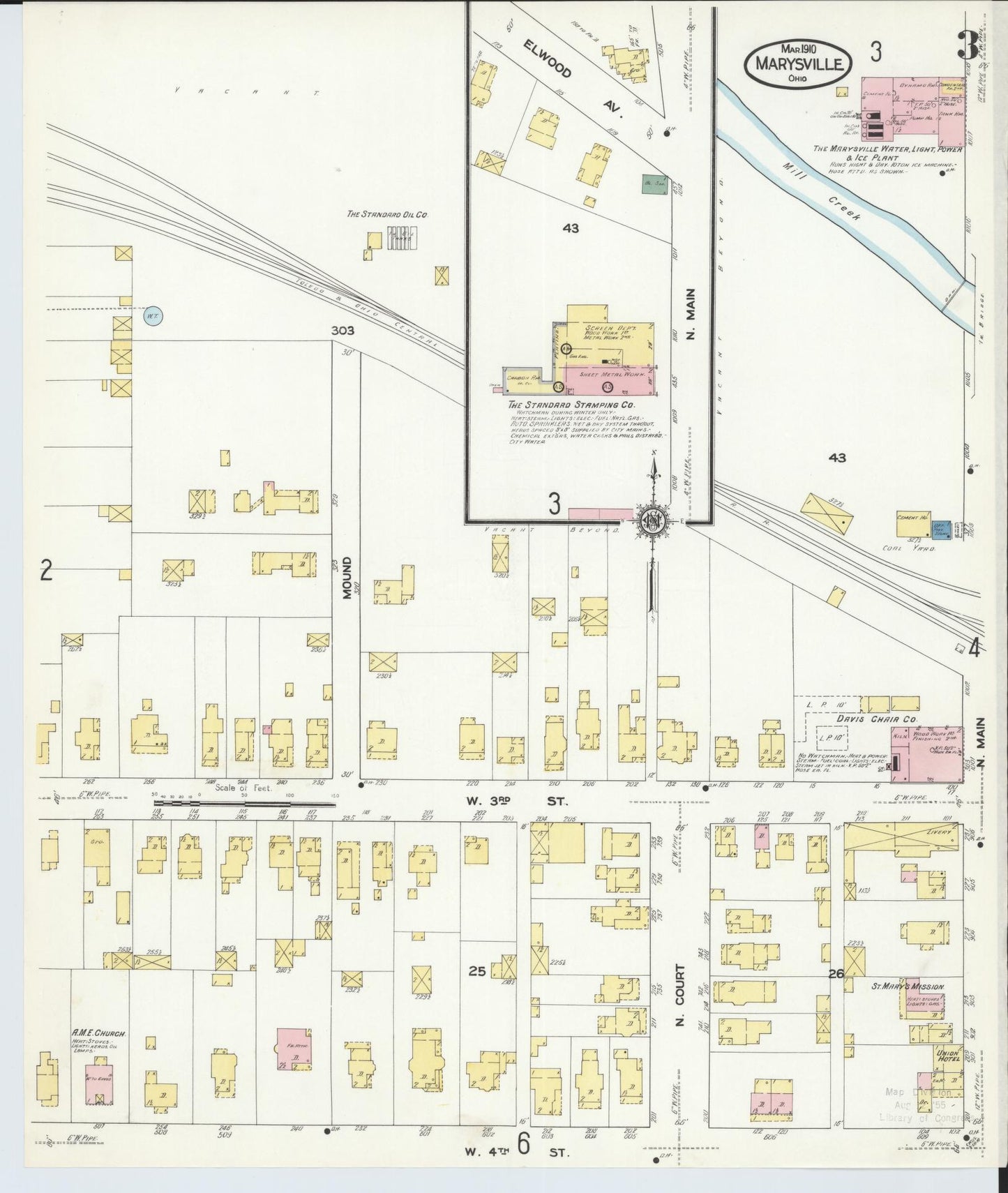Sanborn Fire Insurance Map from Marysville, Union County, Ohio (1910), Sheet #0003 - Historic Sanborn Fire Insurance Map Print, vintage old map wall art, antique decor, genealogy gift, Ohio Ohio map