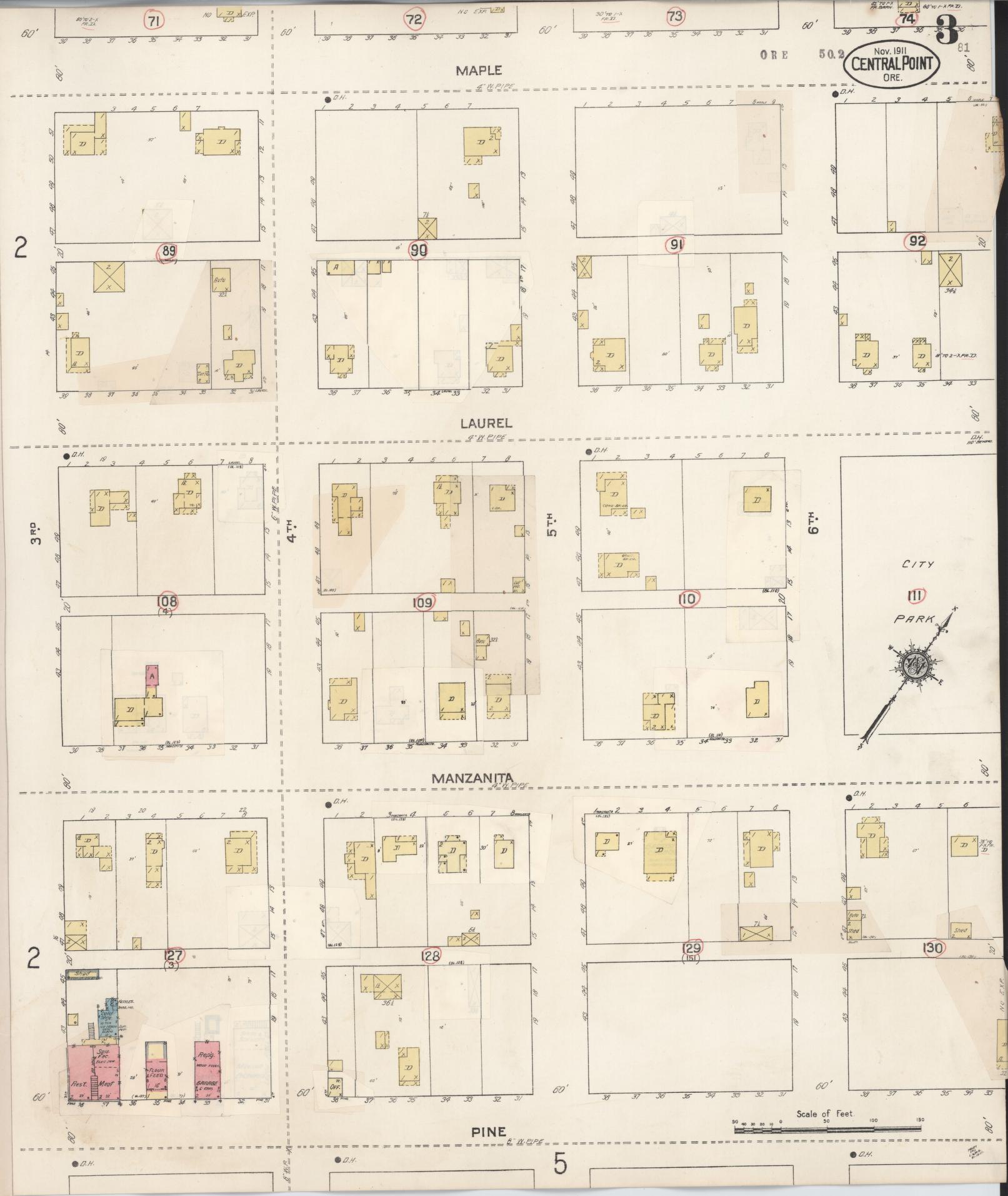 Sanborn Fire Insurance Map from Central Point, Jackson County, Oregon (1930), Sheet #0003 - Complete Map Set gallery image, historic Sanborn map, vintage wall art, Oregon Oregon