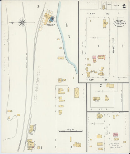 Sanborn Fire Insurance Map from Carlton, Carlton County, Minnesota (1901), Sheet #0002 - Historic Sanborn Fire Insurance Map Print, vintage old map wall art, antique decor, genealogy gift, Minnesota Minnesota map
