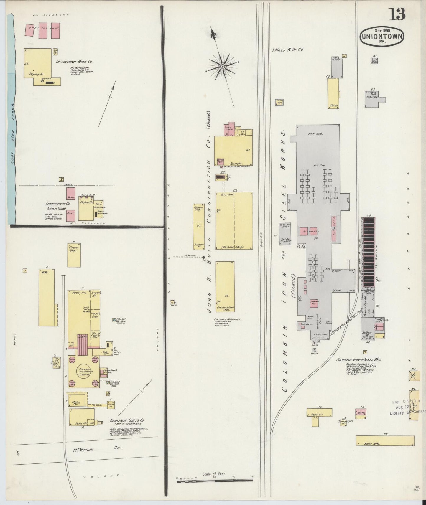 Sanborn Fire Insurance Map from Uniontown, Fayette County, Pennsylvania (1896), Sheet #0013 - Complete Map Set gallery image, historic Sanborn map, vintage wall art, Pennsylvania Pennsylvania