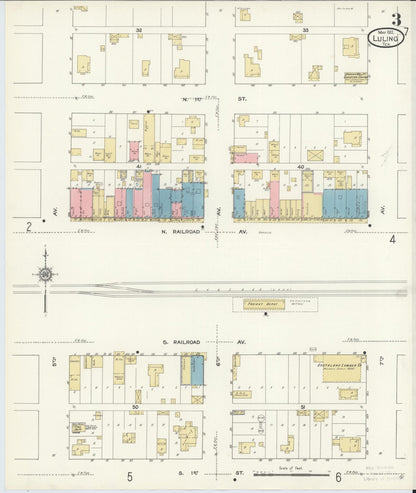 Sanborn Fire Insurance Map from Luling, Caldwell County, Texas (1912), Sheet #0003 - Complete Map Set gallery image, historic Sanborn map, vintage wall art, Texas Texas