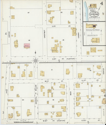 Sanborn Fire Insurance Map from Bonham, Fannin County, Texas (1897), Sheet #0004 - Historic Sanborn Fire Insurance Map Print, vintage old map wall art, antique decor, genealogy gift, Texas Texas map