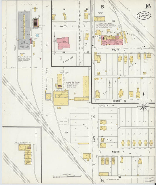 Sanborn Fire Insurance Map from Elwood, Madison County, Indiana (1899), Sheet #0016 - Historic Sanborn Fire Insurance Map Print, vintage old map wall art, antique decor, genealogy gift, Indiana Indiana map