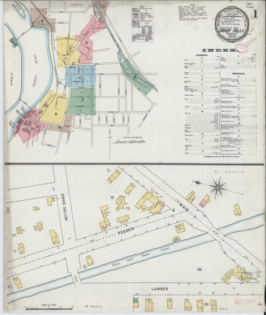 Sanborn Fire Insurance Map from Sandy Hill, Washington County, New York (1895), Sheet #0001 - Historic Sanborn Fire Insurance Map Print, vintage old map wall art, antique decor, genealogy gift, New York New York map