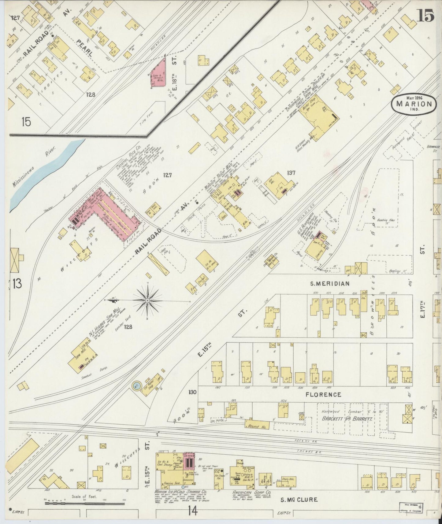 Sanborn Fire Insurance Map from Marion, Grant County, Indiana (1896), Sheet #0015 - Complete Map Set gallery image, historic Sanborn map, vintage wall art, Indiana Indiana