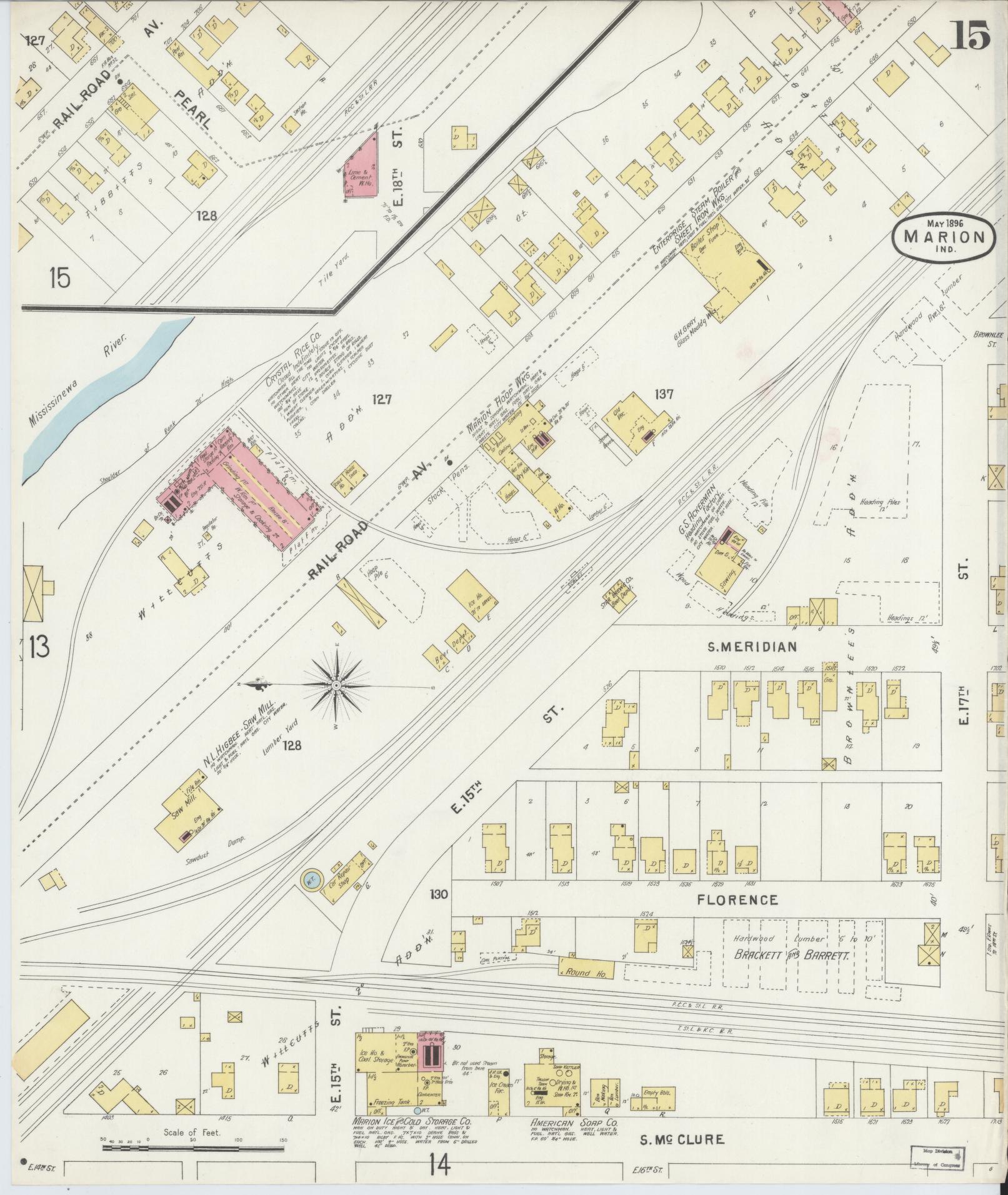Sanborn Fire Insurance Map from Marion, Grant County, Indiana (1896), Sheet #0015 - Complete Map Set gallery image, historic Sanborn map, vintage wall art, Indiana Indiana