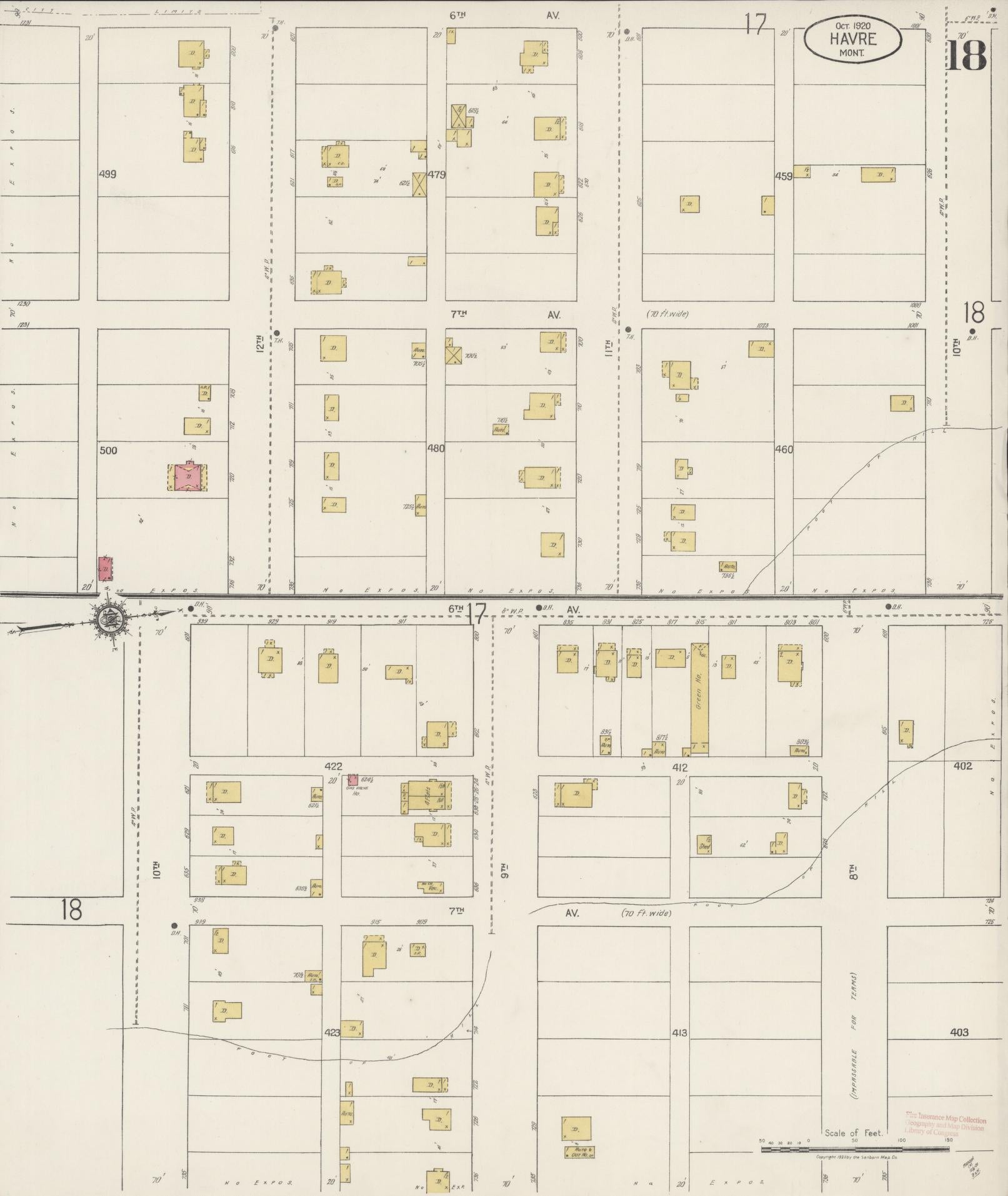 Sanborn Fire Insurance Map from Havre, Hill County, Montana (1920), Sheet #0018 - Historic Sanborn Fire Insurance Map Print, vintage old map wall art, antique decor, genealogy gift, Montana Montana map