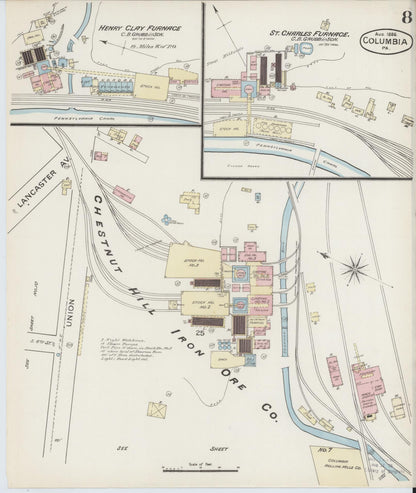 Sanborn Fire Insurance Map from Columbia, Lancaster County, Pennsylvania (1886), Sheet #0008 - Complete Map Set gallery image, historic Sanborn map, vintage wall art, Pennsylvania Pennsylvania