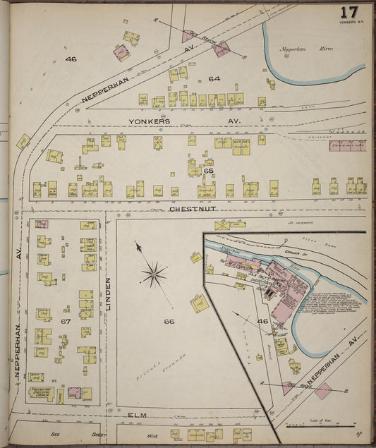 Sanborn Fire Insurance Map from Yonkers, Westchester County, New York (1886), Sheet #0017 - Historic Sanborn Fire Insurance Map Print, vintage old map wall art, antique decor, genealogy gift, New York New York map