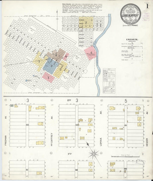 Sanborn Fire Insurance Map from Grand Encampment, Carbon County, Wyoming (1903), Sheet #0001 - Complete Map Set gallery image, historic Sanborn map, vintage wall art, Wyoming Wyoming