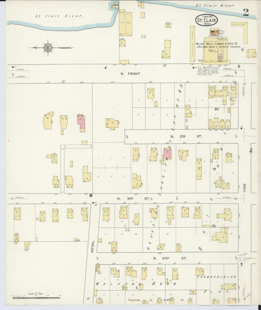 Sanborn Fire Insurance Map from Saint Clair, Saint Clair County, Michigan (1913), Sheet #0002 - Historic Sanborn Fire Insurance Map Print, vintage old map wall art, antique decor, genealogy gift, Michigan Michigan map