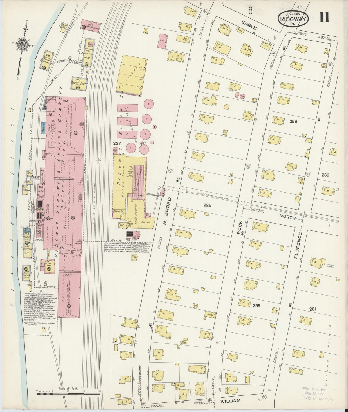 Sanborn Fire Insurance Map from Ridgway, Elk County, Pennsylvania (1915), Sheet #0011 - Historic Sanborn Fire Insurance Map Print, vintage old map wall art, antique decor, genealogy gift, Pennsylvania Pennsylvania map