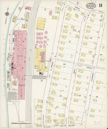 Sanborn Fire Insurance Map from Ridgway, Elk County, Pennsylvania (1915), Sheet #0011 - Historic Sanborn Fire Insurance Map Print, vintage old map wall art, antique decor, genealogy gift, Pennsylvania Pennsylvania map