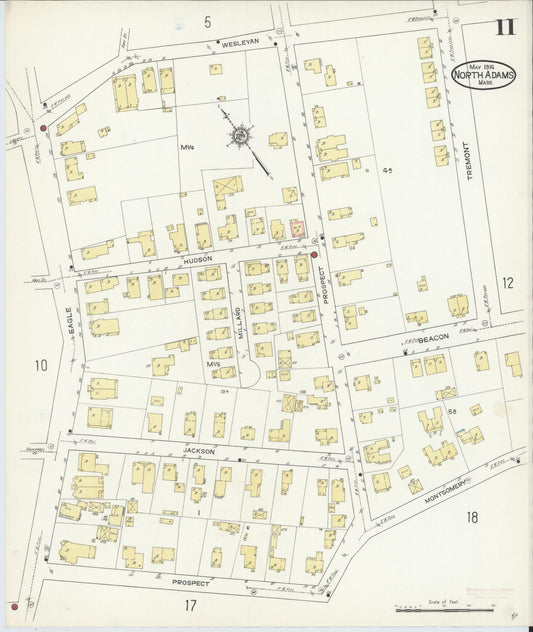 Sanborn Fire Insurance Map from North Adams, Berkshire County, Massachusetts (1914), Sheet #0011 - Historic Sanborn Fire Insurance Map Print, vintage old map wall art, antique decor, genealogy gift, Massachusetts Massachusetts map