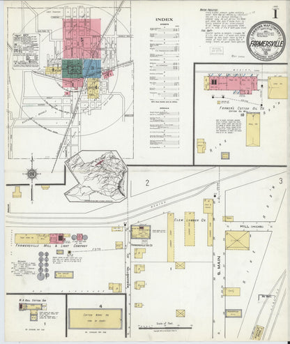 Sanborn Fire Insurance Map from Farmersville, Collin County, Texas (1921), Sheet #0001 - Complete Map Set gallery image, historic Sanborn map, vintage wall art, Texas Texas