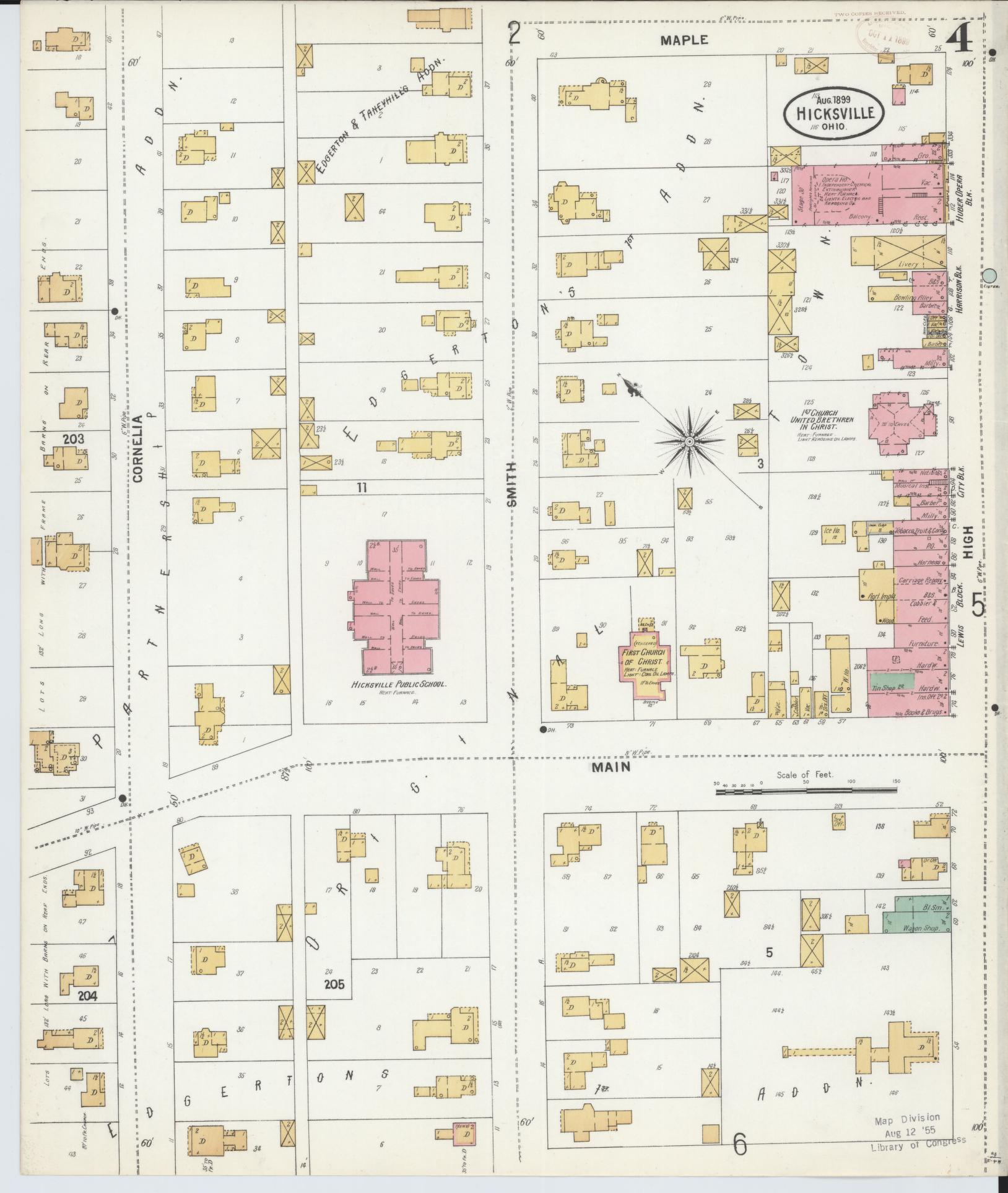 Sanborn Fire Insurance Map from Hicksville, Defiance County, Ohio (1899), Sheet #0004 - Complete Map Set gallery image, historic Sanborn map, vintage wall art, Ohio Ohio