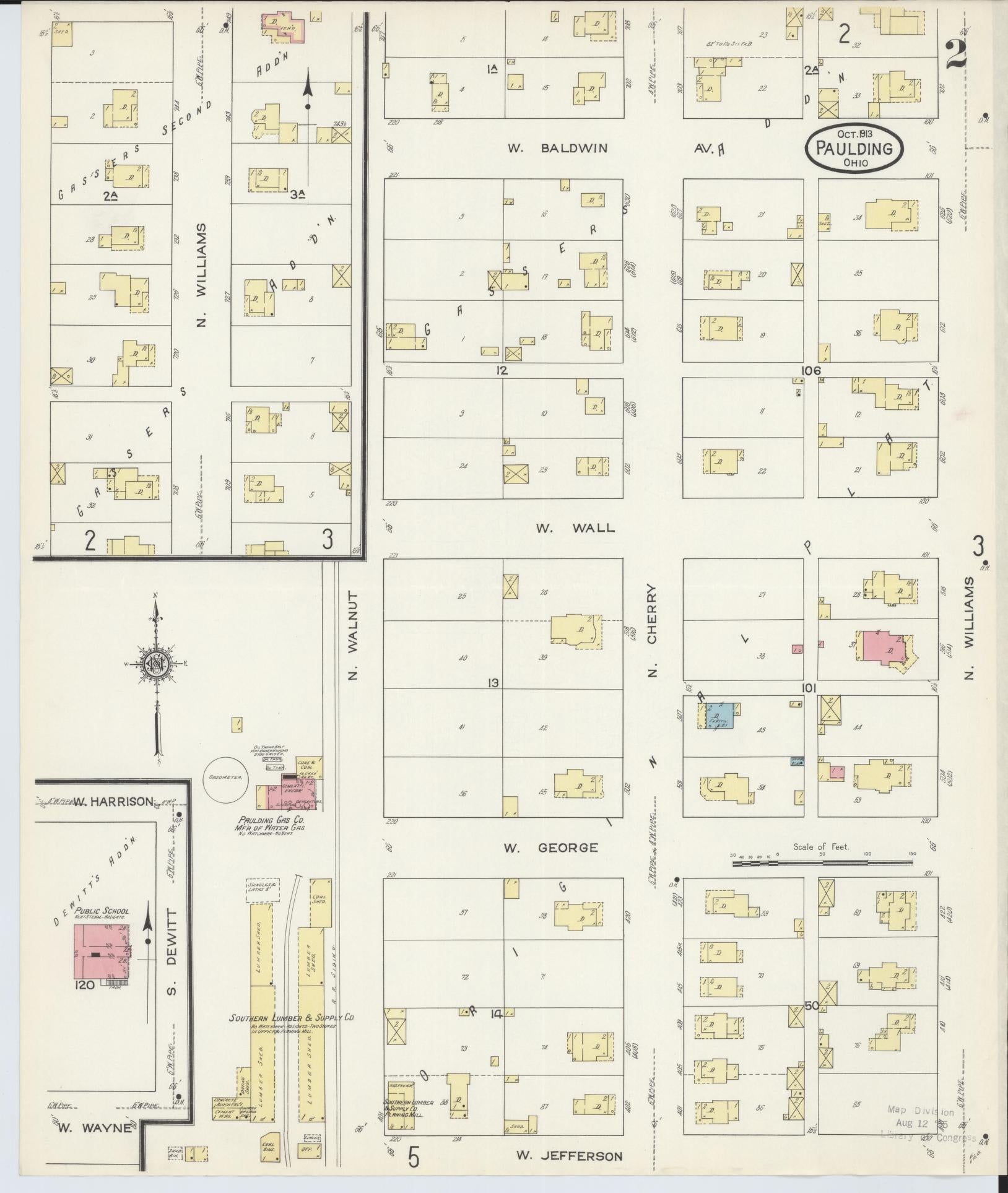 Sanborn Fire Insurance Map from Paulding, Paulding County, Ohio (1913), Sheet #0002 - Complete Map Set gallery image, historic Sanborn map, vintage wall art, Ohio Ohio
