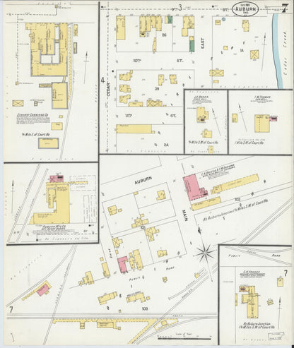 Sanborn Fire Insurance Map from Auburn, De Kalb County, Indiana (1901), Sheet #0007 - Historic Sanborn Fire Insurance Map Print, vintage old map wall art, antique decor, genealogy gift, Indiana Indiana map