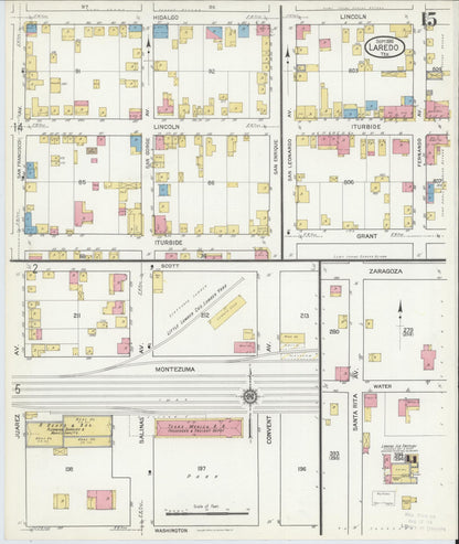 Sanborn Fire Insurance Map from Laredo, Webb County, Texas (1916), Sheet #0015 - Complete Map Set gallery image, historic Sanborn map, vintage wall art, Texas Texas