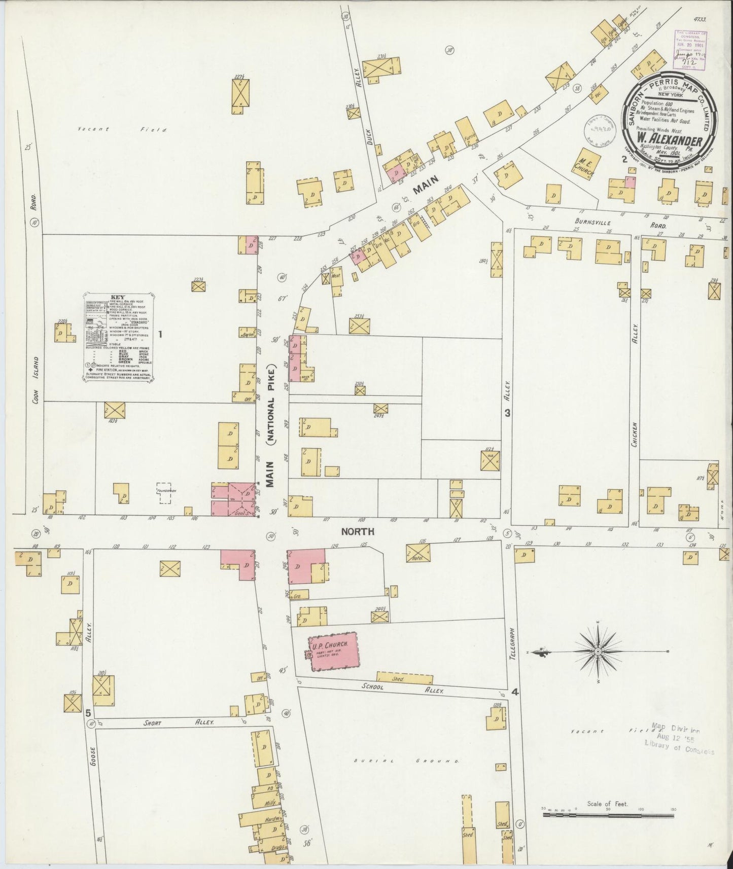 Sanborn Fire Insurance Map from West Alexander, Washington County, Pennsylvania. (1901) – Historic Sanborn Fire Insurance Map Print