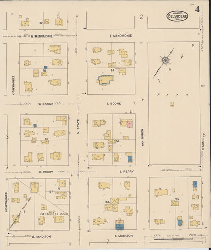Sanborn Fire Insurance Map from Belvidere, Boone County, Illinois (1922), Sheet #0004 - Complete Map Set gallery image, historic Sanborn map, vintage wall art, Illinois Illinois