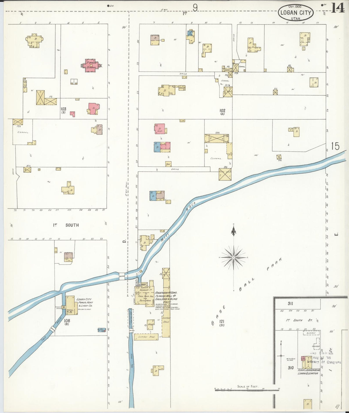 Sanborn Fire Insurance Map from Logan, Cache County, Utah (1900), Sheet #0014 - Complete Map Set gallery image, historic Sanborn map, vintage wall art, Utah Utah