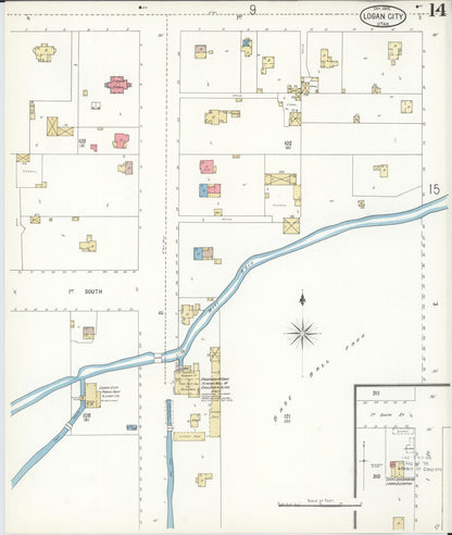 Sanborn Fire Insurance Map from Logan, Cache County, Utah (1900), Sheet #0014 - Complete Map Set gallery image, historic Sanborn map, vintage wall art, Utah Utah