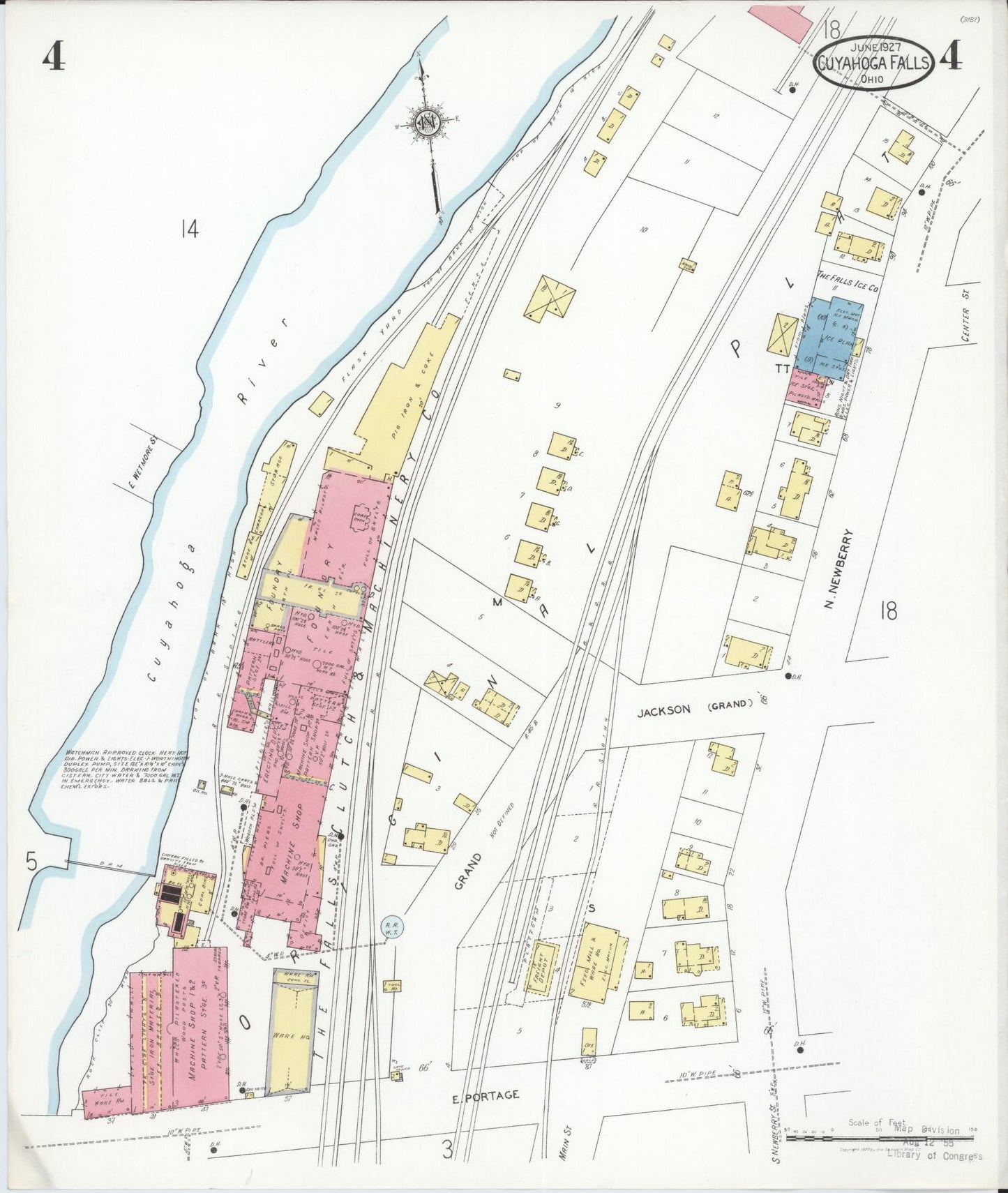 Sanborn Fire Insurance Map from Cuyahoga Falls, Summit County, Ohio (1927), Sheet #0004 - Historic Sanborn Fire Insurance Map Print, vintage old map wall art, antique decor, genealogy gift, Ohio Ohio map