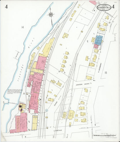 Sanborn Fire Insurance Map from Cuyahoga Falls, Summit County, Ohio (1927), Sheet #0004 - Historic Sanborn Fire Insurance Map Print, vintage old map wall art, antique decor, genealogy gift, Ohio Ohio map