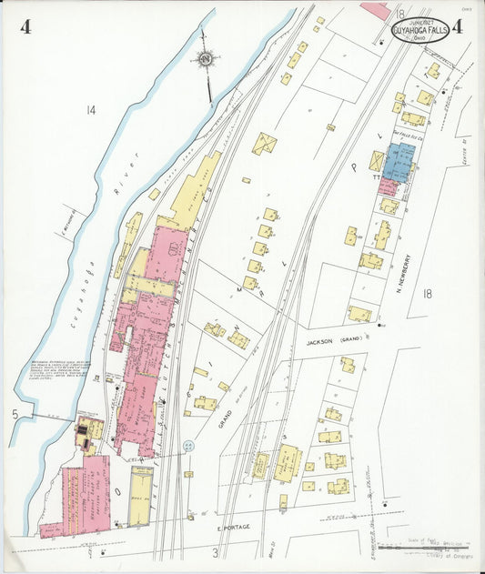 Sanborn Fire Insurance Map from Cuyahoga Falls, Summit County, Ohio (1927), Sheet #0004 - Historic Sanborn Fire Insurance Map Print, vintage old map wall art, antique decor, genealogy gift, Ohio Ohio map