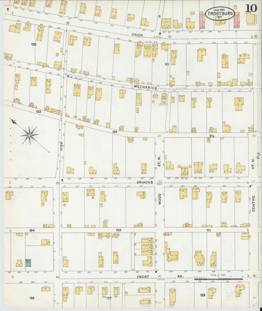 Sanborn Fire Insurance Map from Frostburg, Allegany County, Maryland (1904), Sheet #0010 - Historic Sanborn Fire Insurance Map Print, vintage old map wall art, antique decor, genealogy gift, Maryland Maryland map