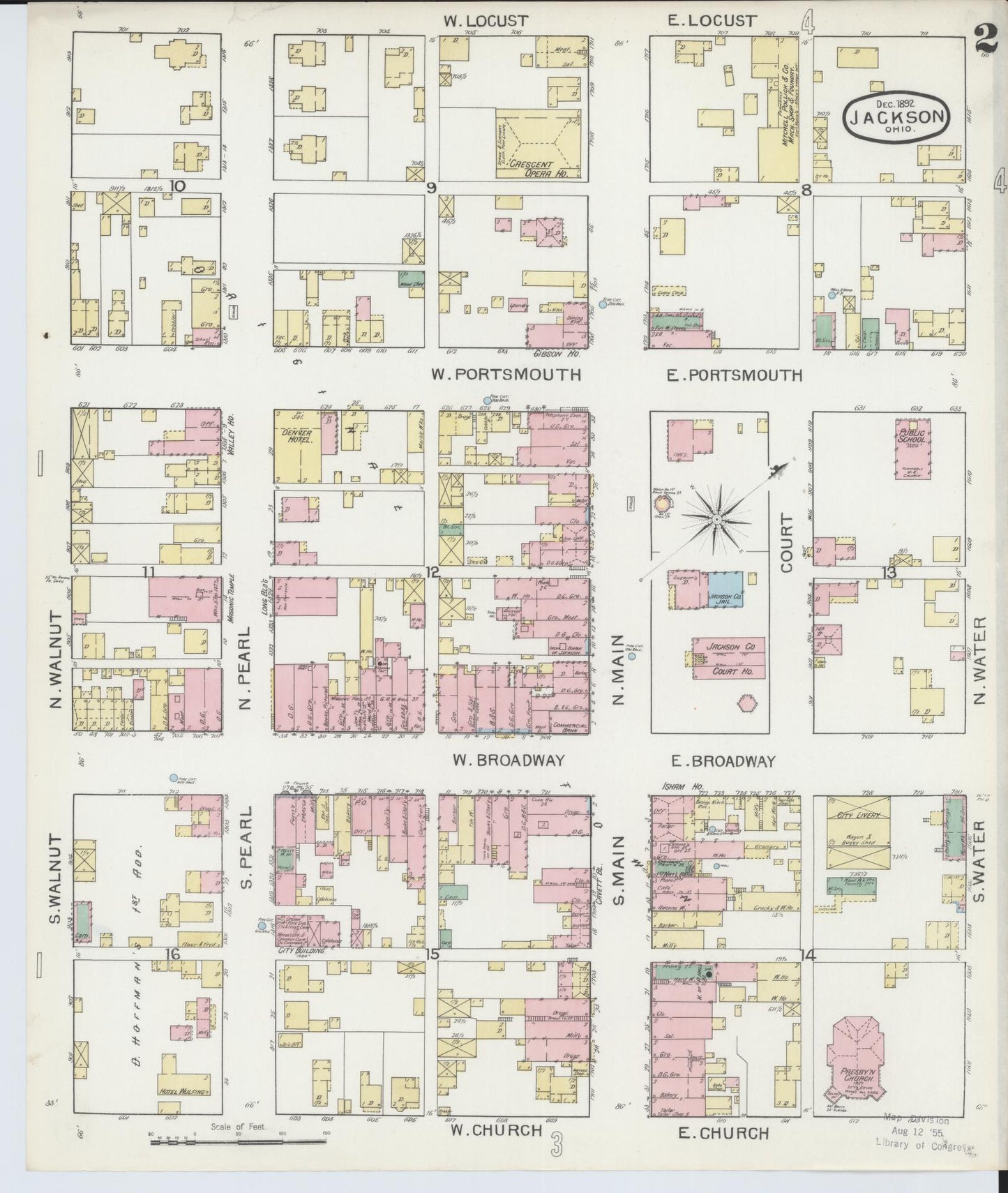 Sanborn Fire Insurance Map from Jackson, Jackson County, Ohio (1892), Sheet #0002 - Historic Sanborn Fire Insurance Map Print, vintage old map wall art, antique decor, genealogy gift, Ohio Ohio map
