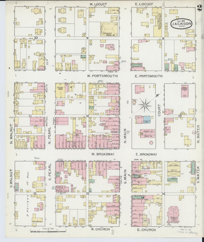 Sanborn Fire Insurance Map from Jackson, Jackson County, Ohio (1892), Sheet #0002 - Historic Sanborn Fire Insurance Map Print, vintage old map wall art, antique decor, genealogy gift, Ohio Ohio map