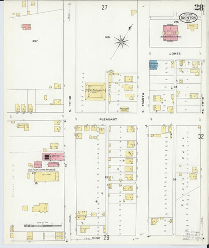 Sanborn Fire Insurance Map from Ironton, Lawrence County, Ohio (1909), Sheet #0028 - Historic Sanborn Fire Insurance Map Print, vintage old map wall art, antique decor, genealogy gift, Ohio Ohio map