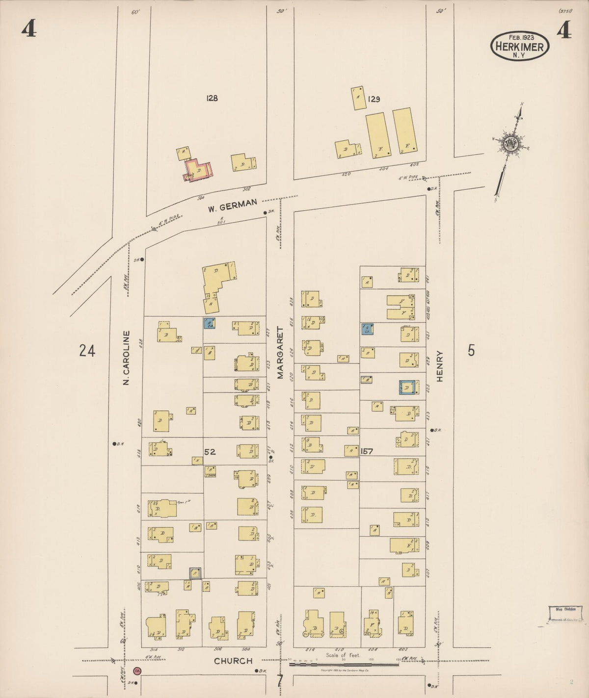 Sanborn Fire Insurance Map from Herkimer, Herkimer County, New York (1923), Sheet #0004 - Complete Map Set gallery image, historic Sanborn map, vintage wall art, New York New York