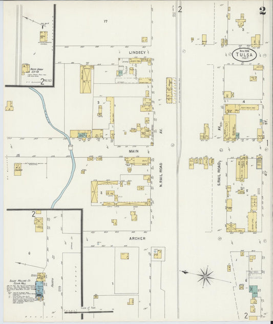 Sanborn Fire Insurance Map from Tulsa, Tulsa County, Oklahoma (1898), Sheet #0002 - Historic Sanborn Fire Insurance Map Print, vintage old map wall art, antique decor, genealogy gift, Oklahoma Oklahoma map