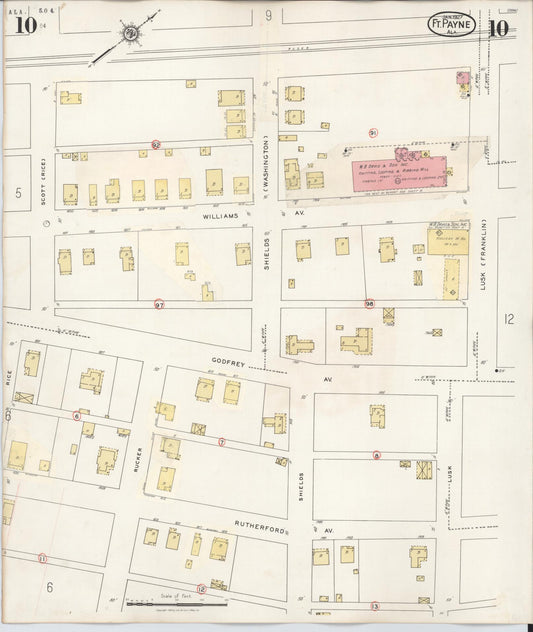 Sanborn Fire Insurance Map from Fort Payne, Dekalb County, Alabama (1935), Sheet #0010 - Historic Sanborn Fire Insurance Map Print, vintage old map wall art, antique decor, genealogy gift, Alabama Alabama map