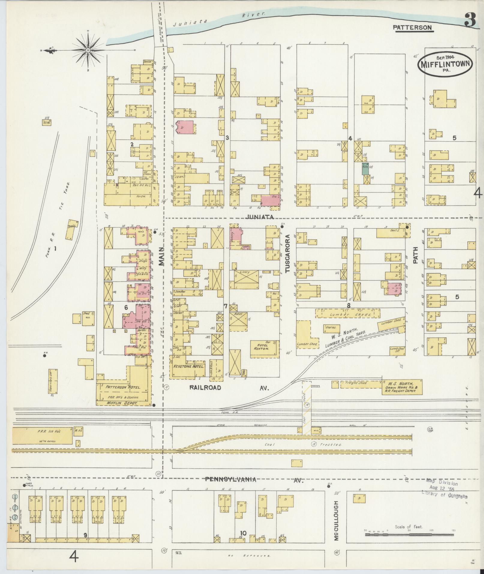 Sanborn Fire Insurance Map from Mifflintown, Juniata County, Pennsylvania (1904), Sheet #0003 - Complete Map Set gallery image, historic Sanborn map, vintage wall art, Pennsylvania Pennsylvania