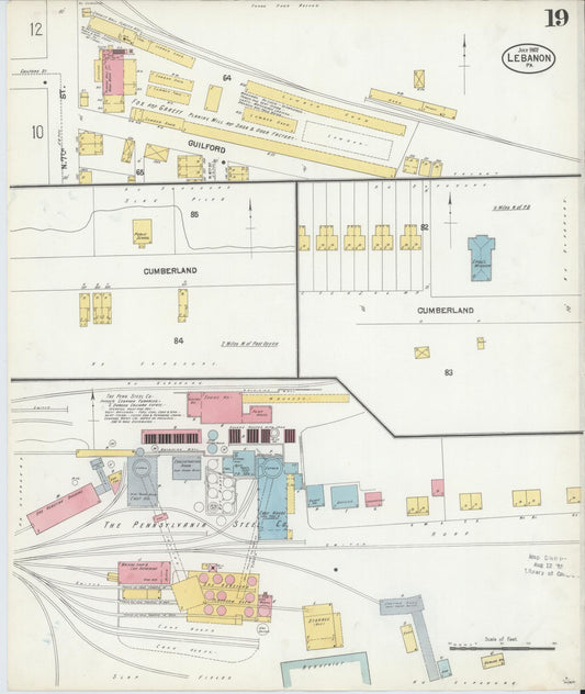 Sanborn Fire Insurance Map from Lebanon, Lebanon County, Pennsylvania (1902), Sheet #0019 - Historic Sanborn Fire Insurance Map Print, vintage old map wall art, antique decor, genealogy gift, Pennsylvania Pennsylvania map