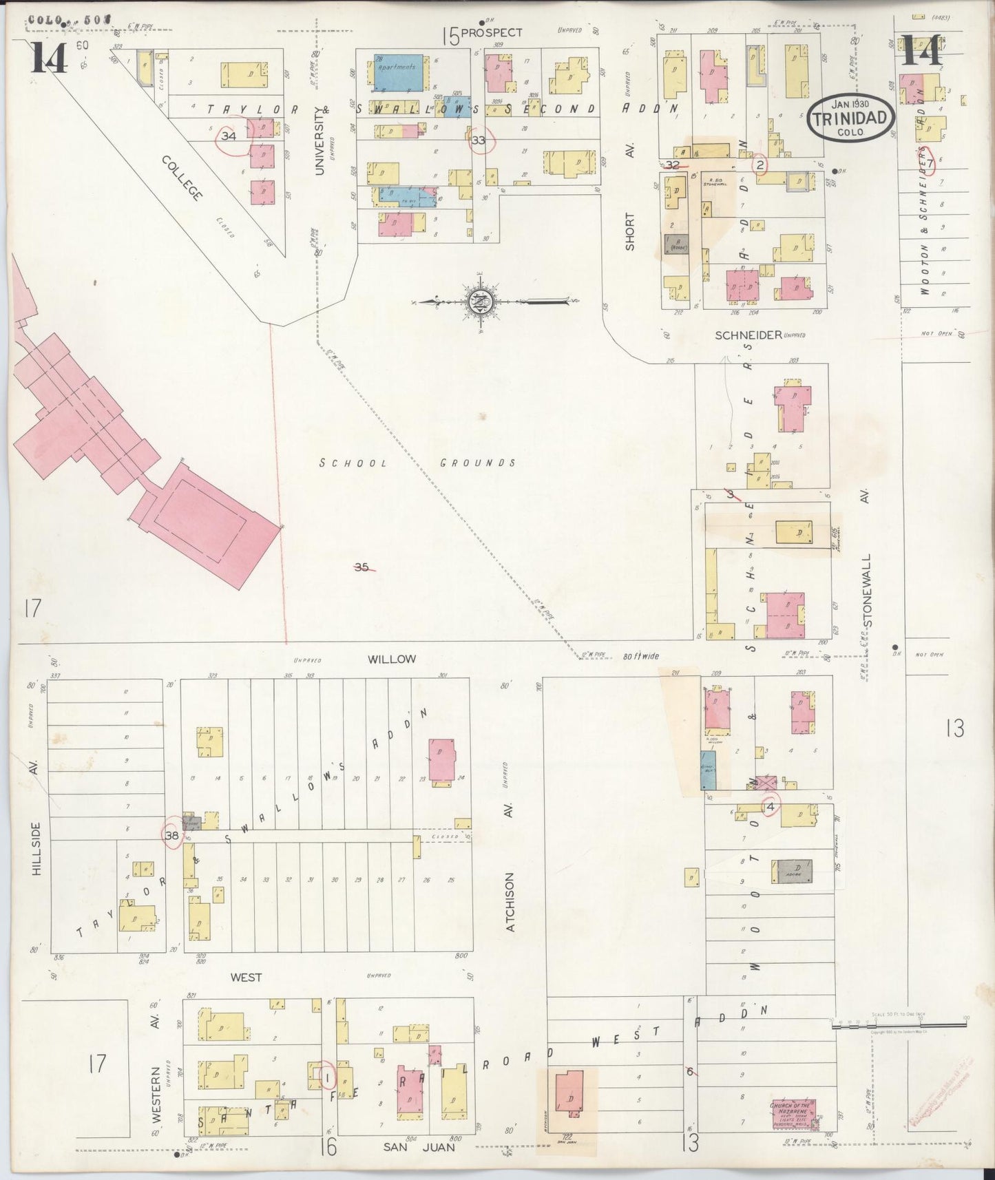 Sanborn Fire Insurance Map from Trinidad, Las Animas County, Colorado (1948), Sheet #0014 - Complete Map Set gallery image, historic Sanborn map, vintage wall art, Colorado Colorado