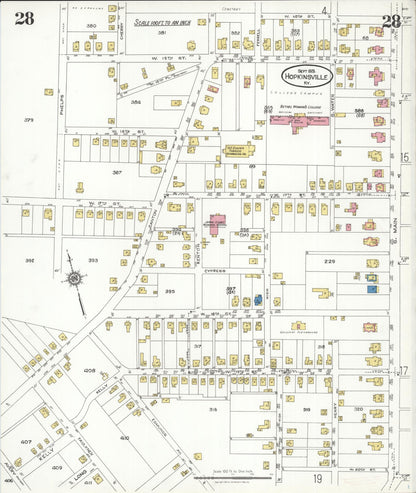 Sanborn Fire Insurance Map from Hopkinsville, Christian County, Kentucky (1923), Sheet #0028 - Complete Map Set gallery image, historic Sanborn map, vintage wall art, Kentucky Kentucky