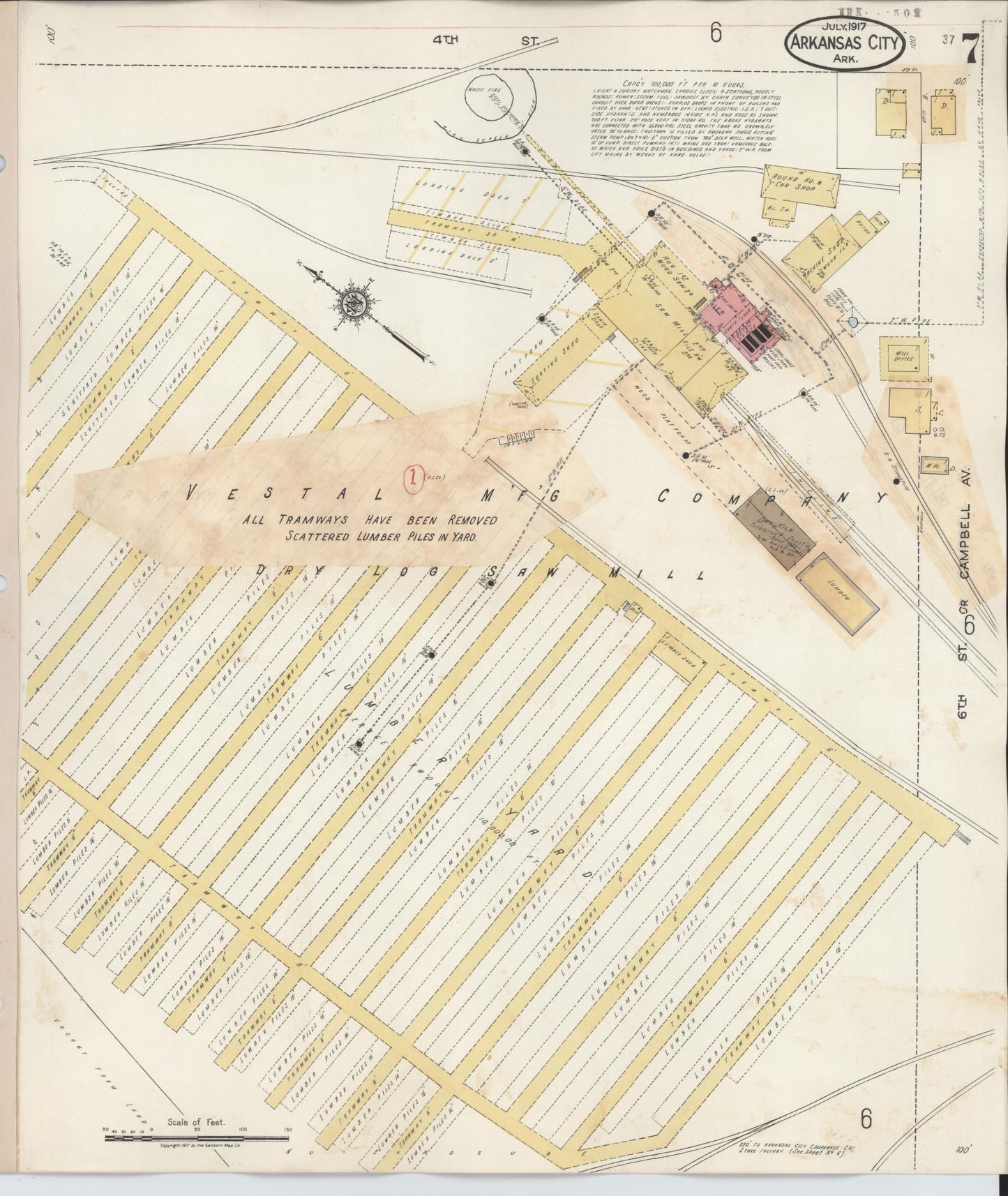 Sanborn Fire Insurance Map from Arkansas City, Desha County, Arkansas (1932), Sheet #0007 - Complete Map Set gallery image, historic Sanborn map, vintage wall art, Arkansas Arkansas