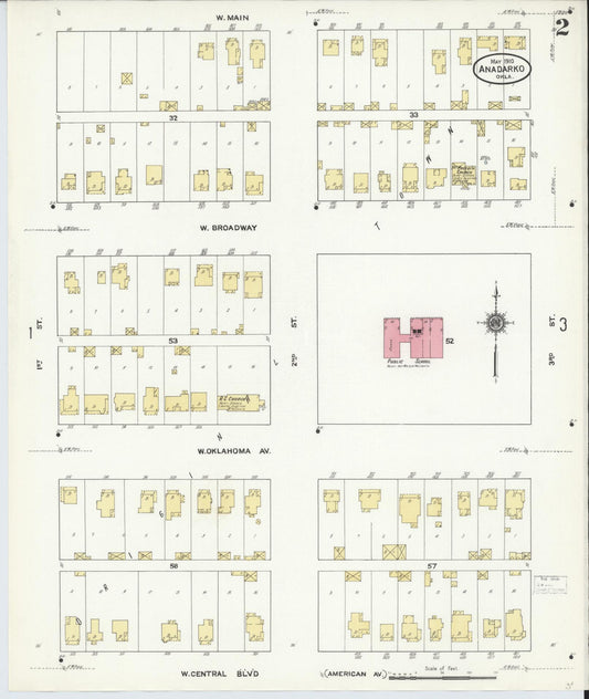 Sanborn Fire Insurance Map from Anadarko, Caddo County, Oklahoma (1910), Sheet #0002 - Historic Sanborn Fire Insurance Map Print, vintage old map wall art, antique decor, genealogy gift, Oklahoma Oklahoma map