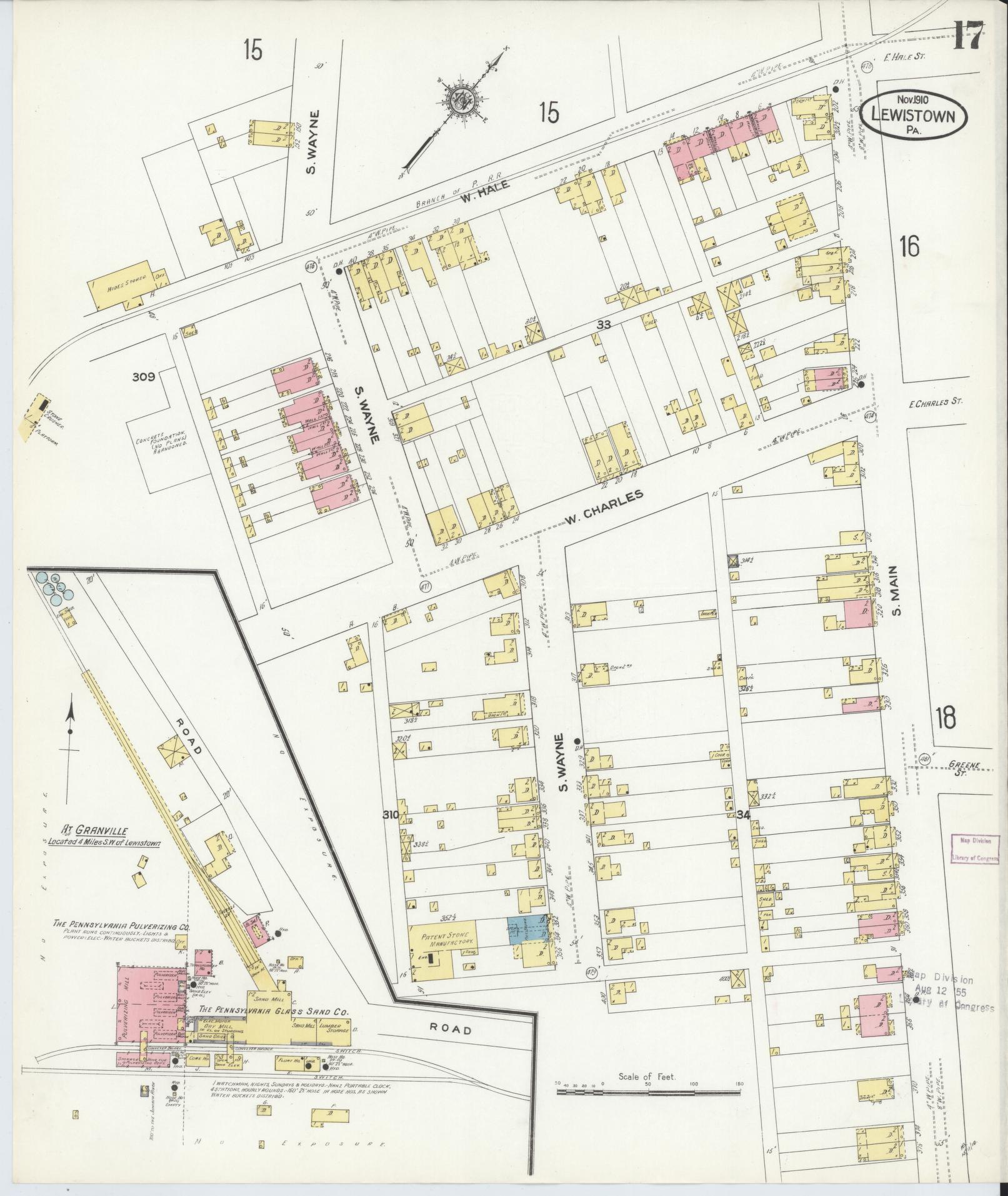 Sanborn Fire Insurance Map from Lewistown, Mifflin County, Pennsylvania (1910), Sheet #0017 - Historic Sanborn Fire Insurance Map Print, vintage old map wall art, antique decor, genealogy gift, Pennsylvania Pennsylvania map