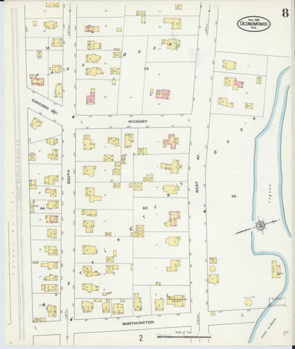 Sanborn Fire Insurance Map from Oconomowoc, Waukesha County, Wisconsin (1909), Sheet #0008 - Complete Map Set gallery image, historic Sanborn map, vintage wall art, Wisconsin Wisconsin