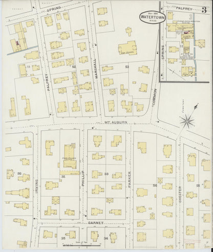 Sanborn Fire Insurance Map from Watertown, Middlesex County, Massachusetts (1894), Sheet #0003 - Complete Map Set gallery image, historic Sanborn map, vintage wall art, Massachusetts Massachusetts