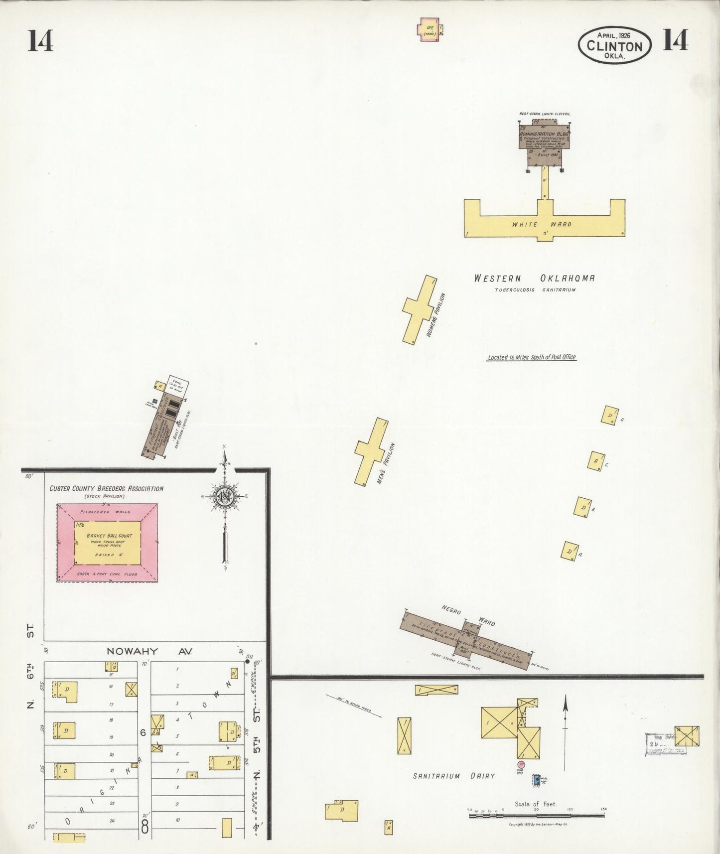 Sanborn Fire Insurance Map from Clinton, Custer County, Oklahoma (1926), Sheet #0014 - Complete Map Set gallery image, historic Sanborn map, vintage wall art, Oklahoma Oklahoma