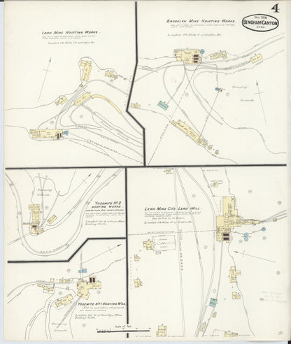 Sanborn Fire Insurance Map from Bingham Canyon, Salt Lake County, Utah (1890), Sheet #0004 - Complete Map Set gallery image, historic Sanborn map, vintage wall art, Utah Utah